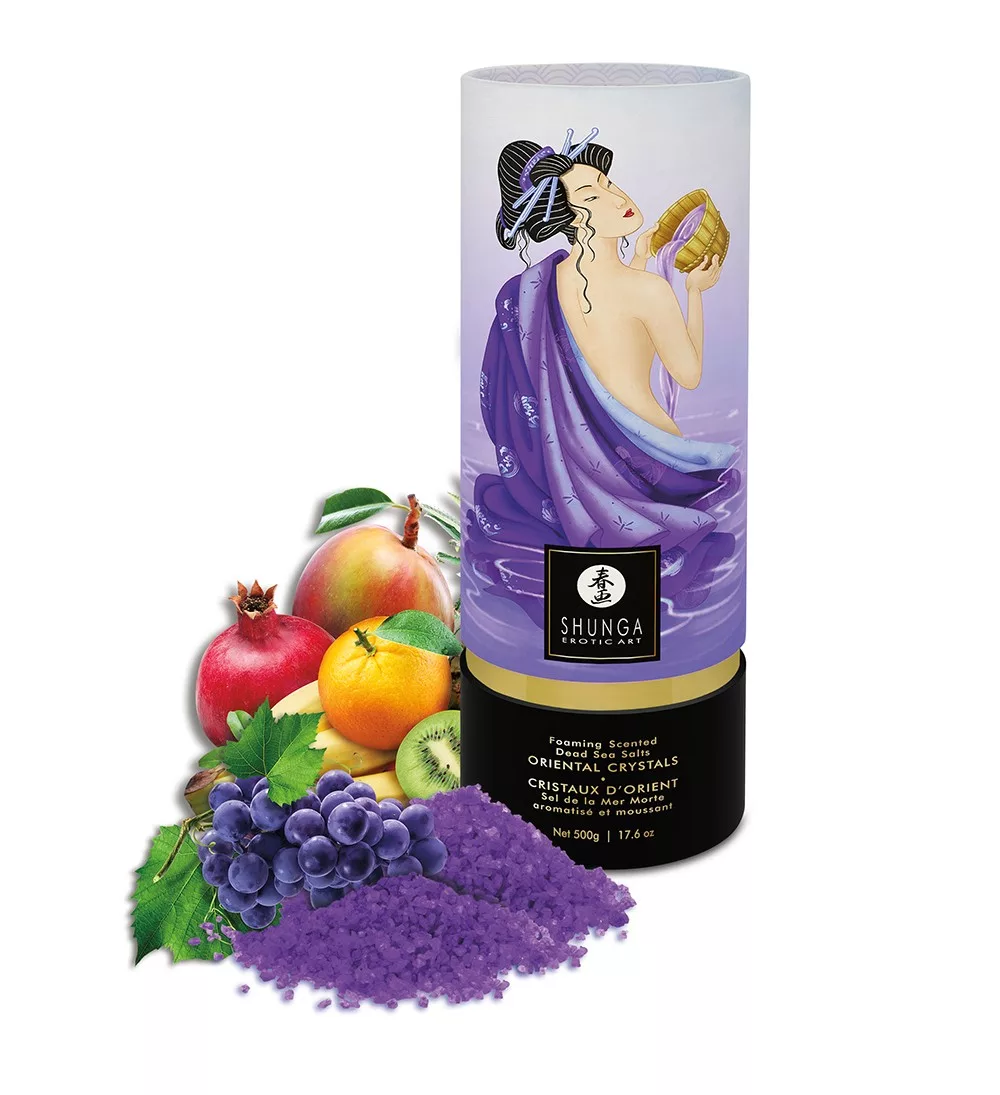 Sel de la mer morte aromatisé et moussant Fruits Exotiques 500 gr Shunga