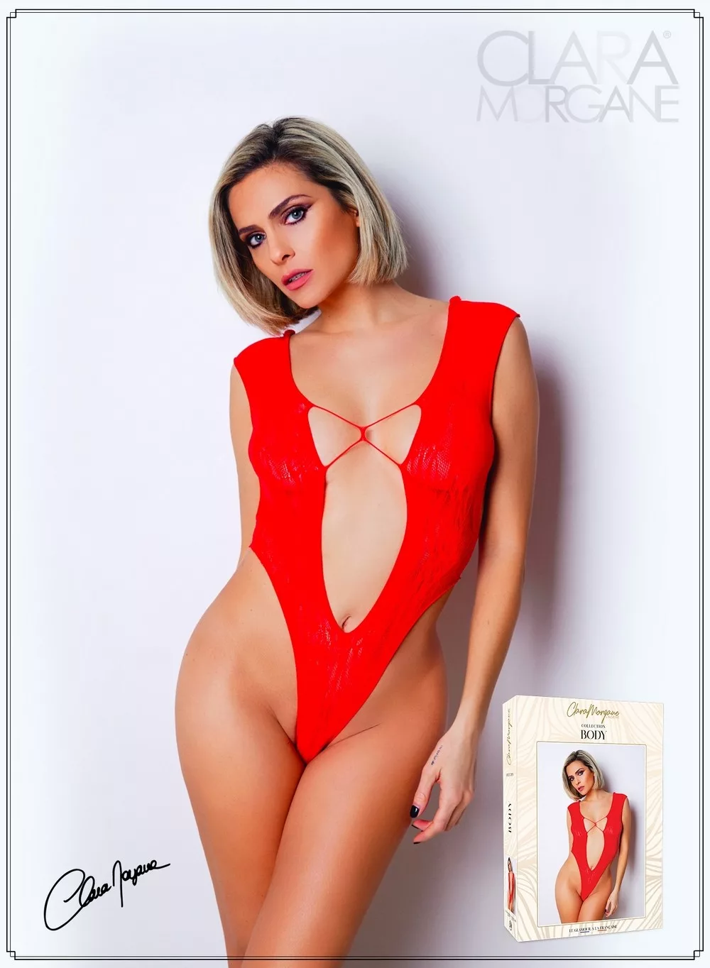 Body Rouge avec décolleté plongeant - Le Numéro 2 - Collection Body