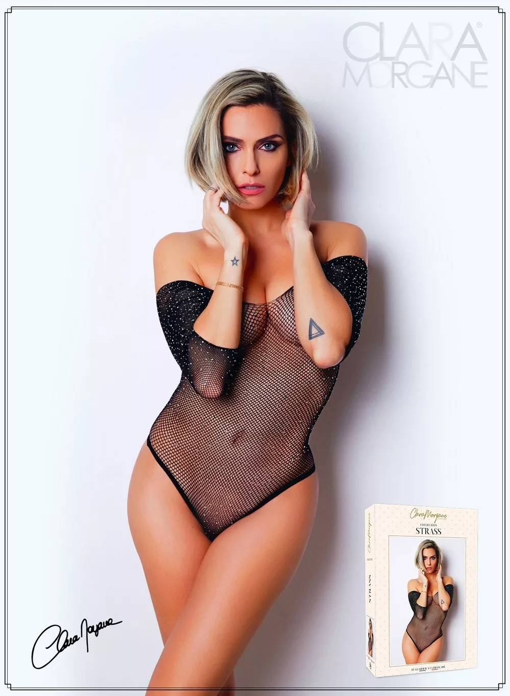 Body noir avec manches 3/4 - Le Numéro 2 - Collection Strass