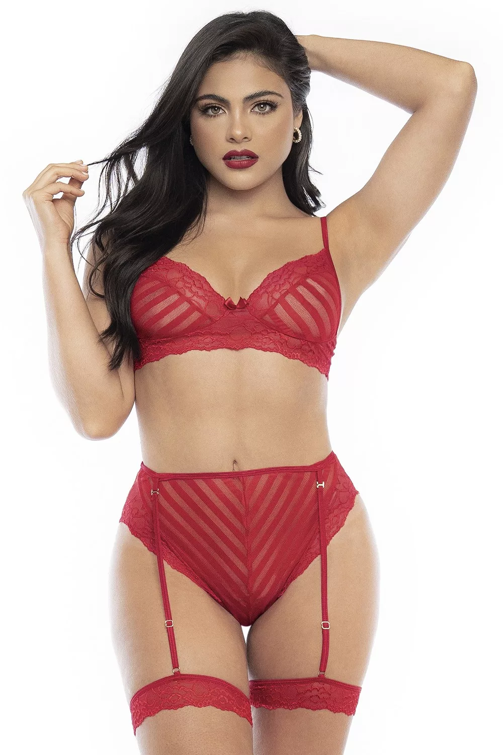 Ensemble deux pièces en dentelle rouge