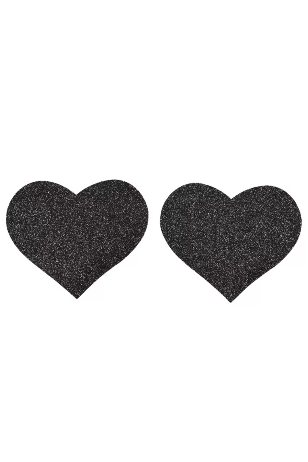 Paire de cache tétons adhésifs coeur pailleté noir