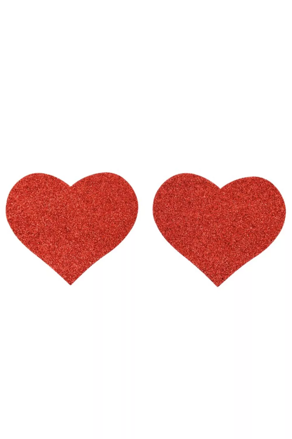 Paire de cache tétons adhésifs coeur pailleté rouge