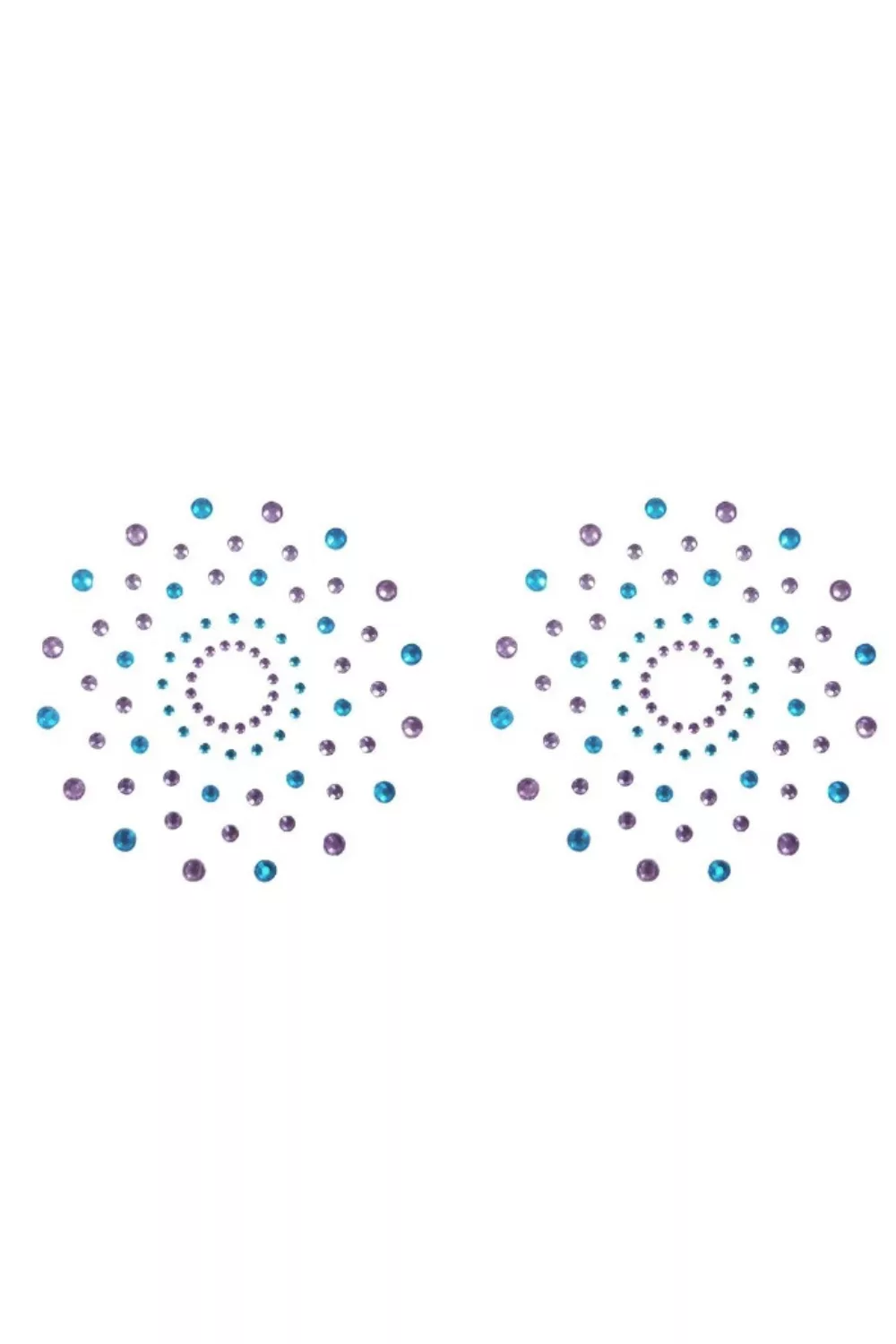 Paire de cache tétons adhésifs strass bleu et violet