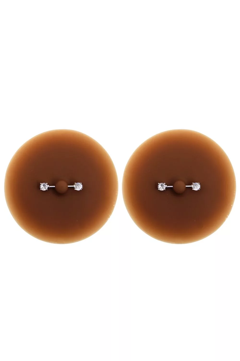 Paire de cache-tétons piercing barre faux diamant peau foncée