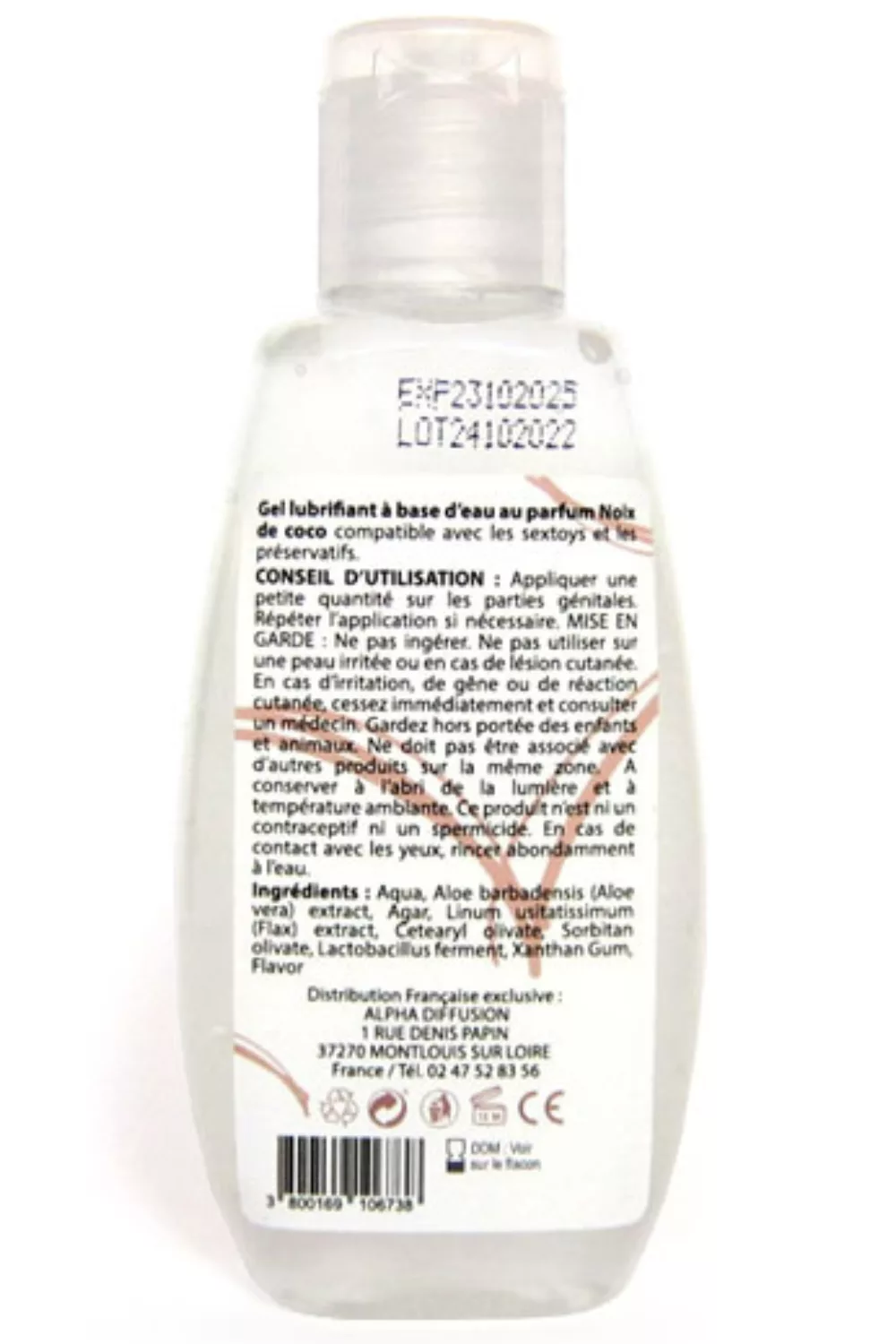 Lubrifiant à base d'eau 100% naturel Noix de Coco 90 ml