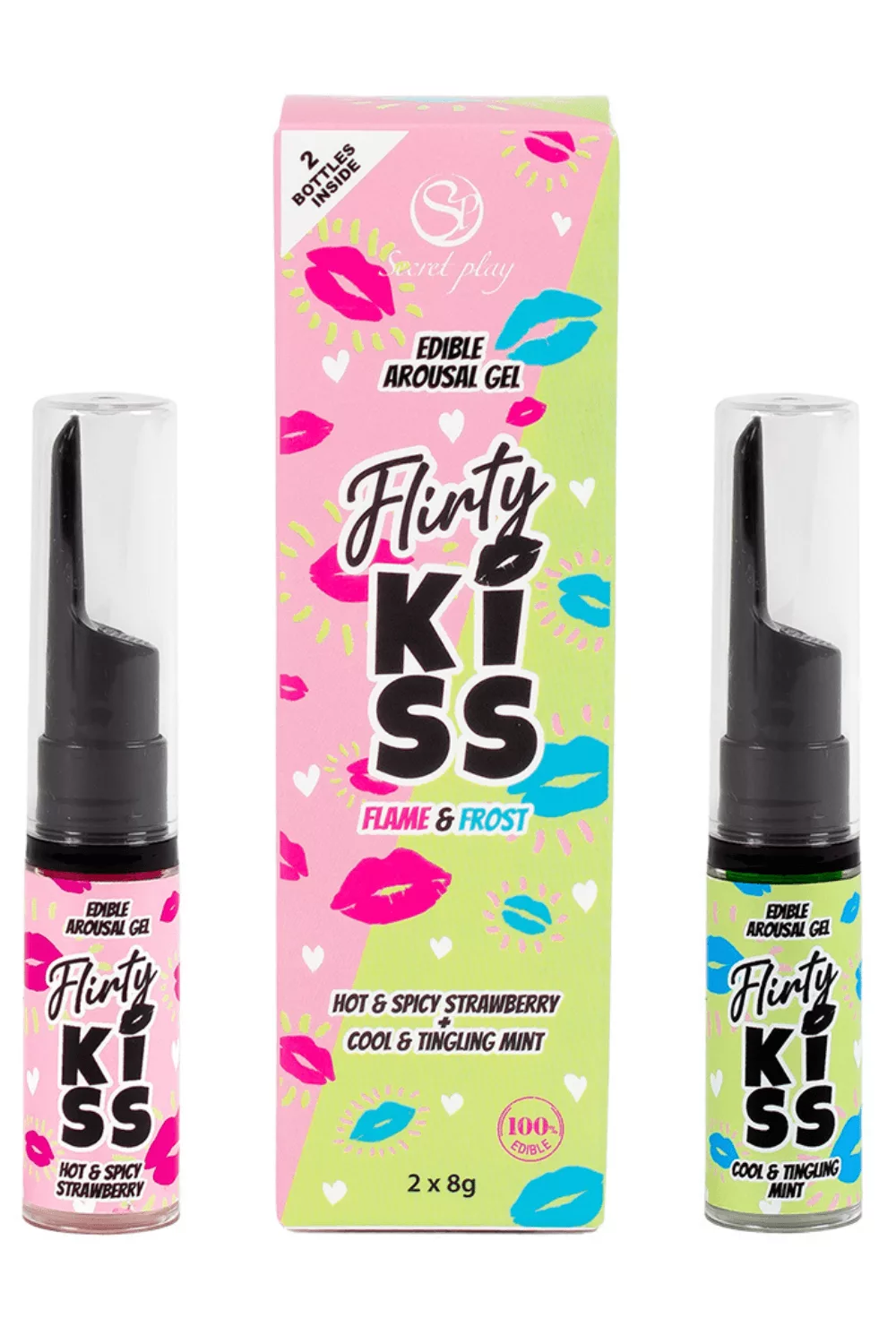 Gels pour Sexe Oral Fraise & Menthe Flirty Kiss 2×8 gr Secret Play